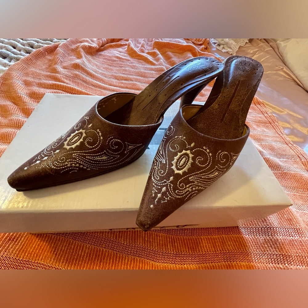 Pazzo Embroidered Leather Mules

Never worn size 8.